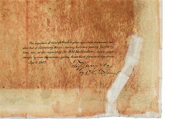 WASHINGTON, GEORGE. Partly-printed vellum Document Signed, G:Washington, as President of the Society of the Cincinnati,